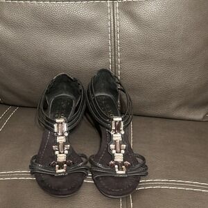 Women's New York Transit Wedge Heels With Rhinestones.   Size 7 1/2 M black